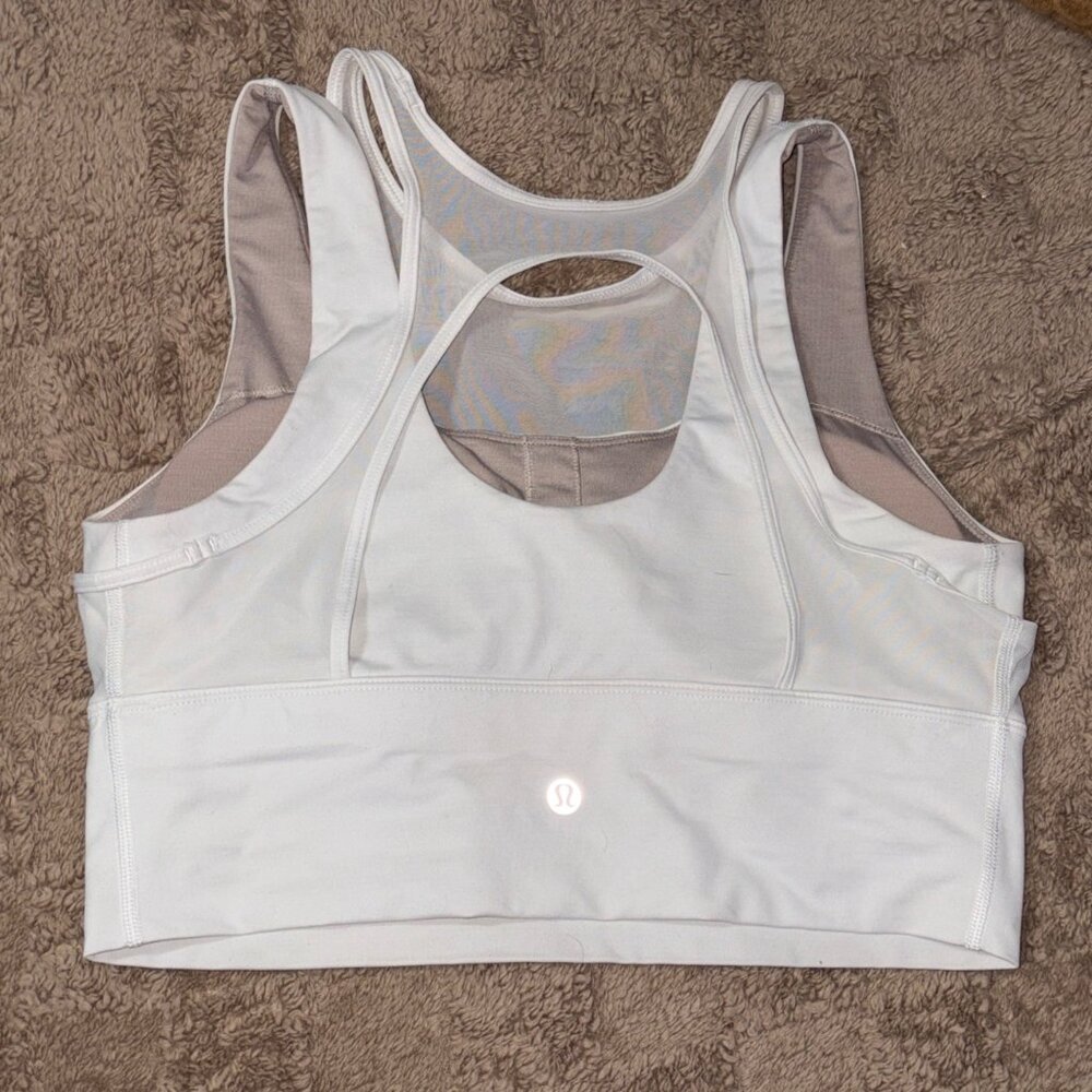 Lululemon Double Tap II Sports Workout Gym Bra White Luxtreme Mesh Size 8 - Picture 9 of 9
